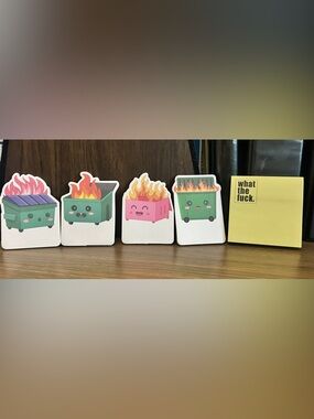 Cute Dumpster Fire Sticky Note Set of 5